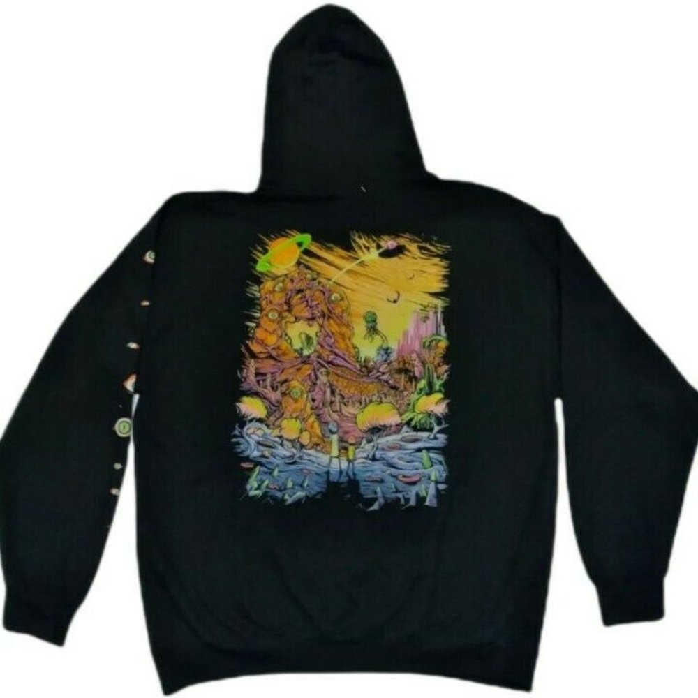 Rick and Morty Evil Eye Artsy Hoodie Sweatshirt Pullover SMALL Adult Swim New